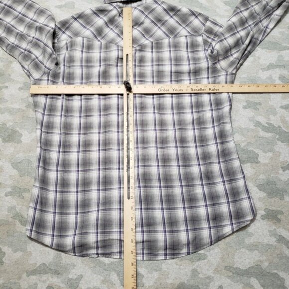 Wrangler Shirt Mens XL Gray Western Pockets Pearl Snap Long Sleeve Plaid - Picture 5 of 8